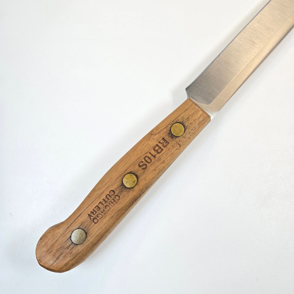 Chicago Cutlery RB10S Slicer Knife Walnut Wood Handle Stainless Steel 10 inch